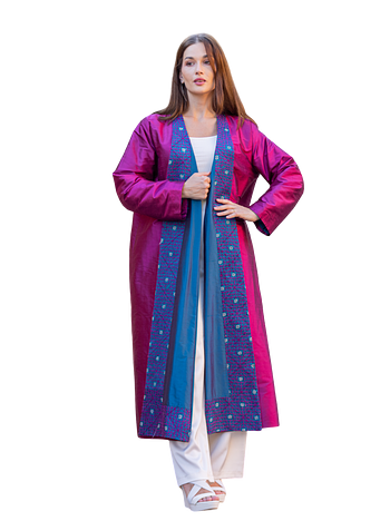 Jacket Thai Silk Long Medium Embroidery two sides