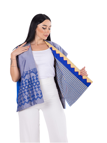 Vest Thai Silk & Saya Medium Embroidery 