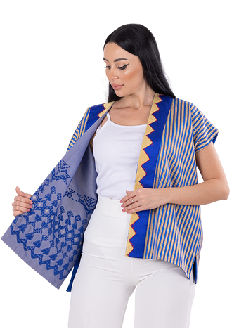Vest Thai Silk & Saya Medium Embroidery 
